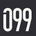 The numbers '099' in a bold, white, modern sans-serif font centered on a dark charcoal gray background.